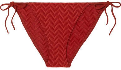 Twill Seersucker Bikini Briefs - Red