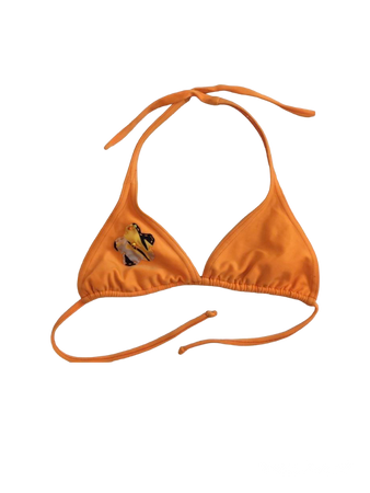 Y2K Orange Flower Bikini Top Orange M No Tag or price