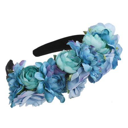 Fashion Women's Big Rose Flower Headband Crown Wedding Hair Garland Hoop Wreath