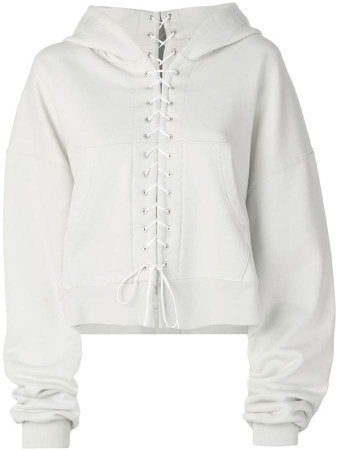 oversized lace-up hoodie