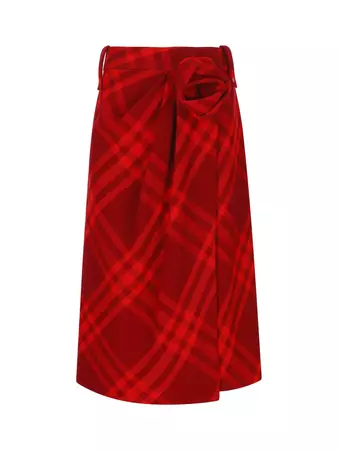 Burberry Checked Ruched Midi Skirt – Cettire