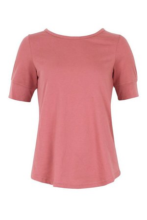 3/4 Sleeve Curved Hem T-Shirt | boohoo pink