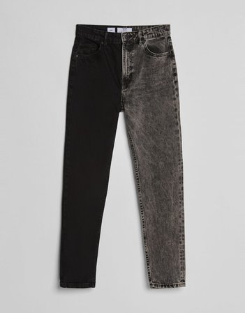 Комбинированные двухцветные джинсы mom - Брюки - Женщина | Bershka