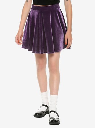 Purple Velvet Skater Skirt
