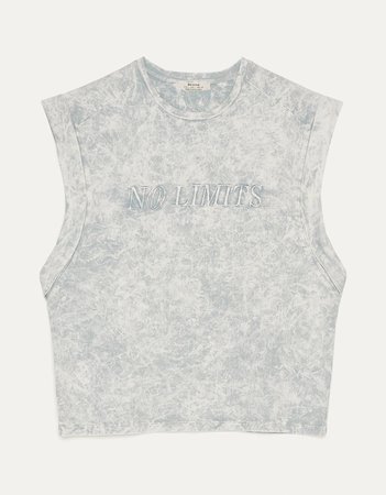 T-shirt with an acid wash print - New - Bershka United States grey