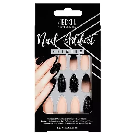 Ardell Nail Addict False Nails Black Stud & Pink Ombre - 24ct : Target