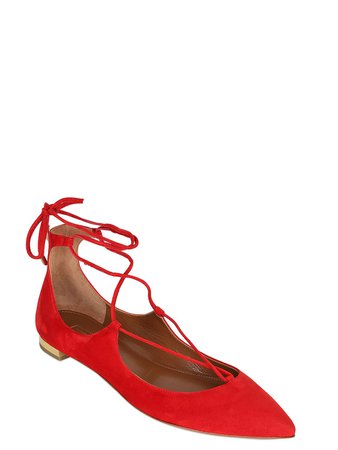 aquazzura 10mm christy lace-up suede flats red women shoes,aquazzura flats sizing,Online Store, aquazzura wild thing ever-popular