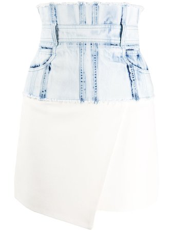 Balmain High-Waisted Asymmetric Skirt TF14037D016 Blue | Farfetch