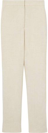 Stripe Detail Wool Silk Linen Tailored Trousers