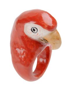 Vintage Vandalizm Red Macau Parrot Ring