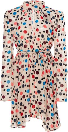 Tania Dot-Patterned Silk Mini Dress