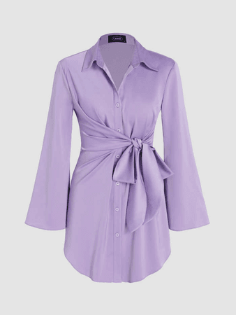 purple wrap shirt dress
