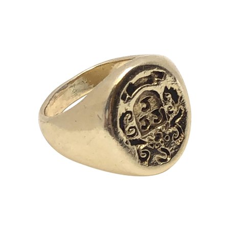 Antique Yellow Gold Signet Poison Ring For Sale at 1stDibs