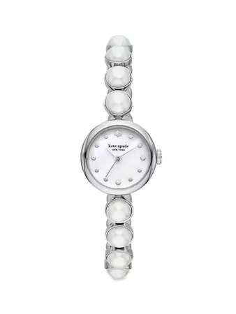 Shop Kate Spade Stainless Steel, Crystal, & Faux-Pearl Bracelet Watch | Saks Fifth Avenue
