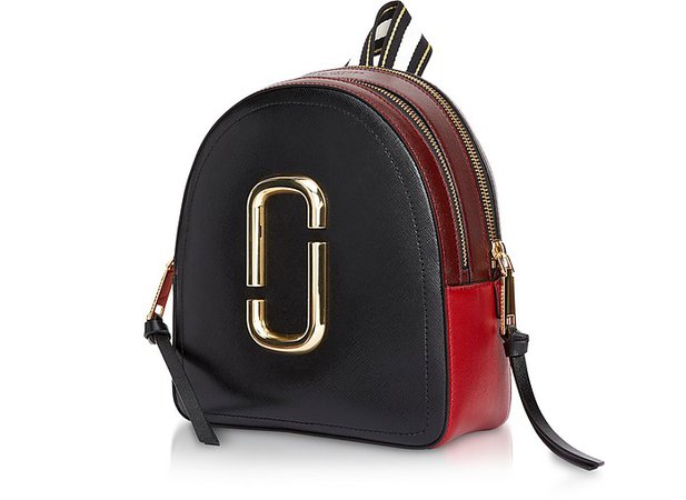 Marc Jacobs black/red Color-Block Leather Pack Shot Backpack at FORZIERI