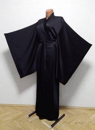 Floor length robe Long satin robe kimono dressing gown silk | Etsy