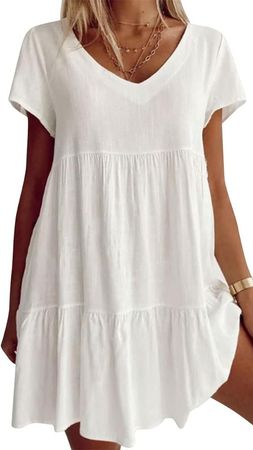 white v neck tshirt dress