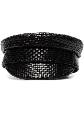 Shop Ruslan Baginskiy woven leather baker boy hat with Express Delivery - FARFETCH