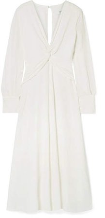 Faun Knotted Crepe Midi Dress - White