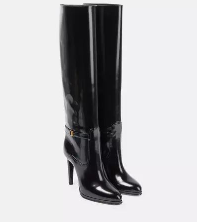 Saint Laurent - Diane Knee High Leather Boots in Black | Mytheresa
