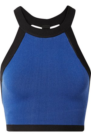 Nagnata | Cropped two-tone technical-knit stretch-cotton top | NET-A-PORTER.COM