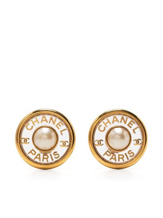 Chanel Pre-Owned 1990s Logo Button clip-on Earrings - Farfetch