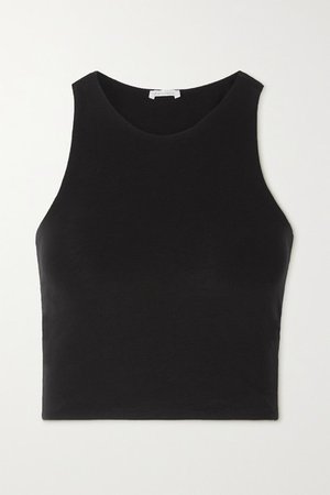 Net Sustain Calliope Cropped Stretch Organic Pima Cotton-jersey Tank - Black