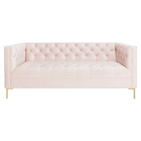 Shop Safavieh Couture Vydia Velvet Tufted Sofa -Blush / Gold - 70.08 in w x 34.84 in d x 29.13 in h - On Sale - Free Shipping Today - Overstock.com - 22964989