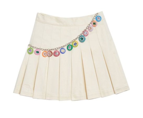 pleated skirt with rainbow chain