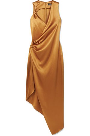 Cushnie | Draped asymmetric silk-charmeuse midi dress | NET-A-PORTER.COM