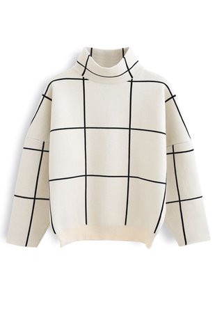Grid Turtleneck Sweater - Retro, Indie and Unique Fashion