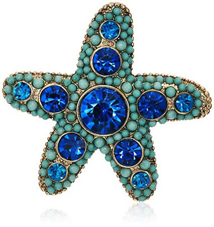 Betsey Johnson Star Fish Pin, Blue, One Size: Clothing