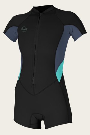 Women'S Bahia 2/1mm Front Zip S/S Spring Wetsuit - Blk/Dusk/Seaglass | O'Neill