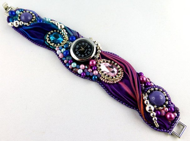 Wrist watch Ladies watch Bead Embroidery Shibori silk Watch | Etsy