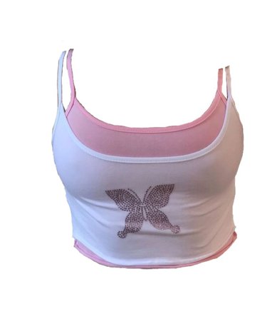 white pink y2k butterfly crop top