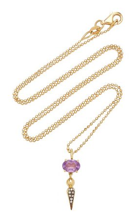 Shirley 18k Yellow Gold Amethyst, Diamond Necklace By Sarah Hendler | Moda Operandi