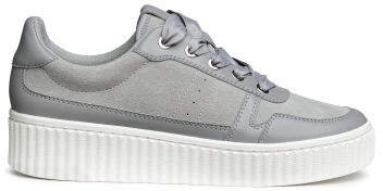Leather and Suede Sneakers - Gray