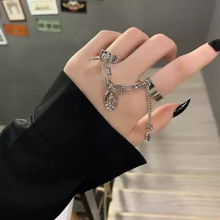 Multi-camada punk ajustável anéis definir para mulher hip-hop cruz anel festa casal dedo-anel de natal unissex presentes jóias - AliExpress