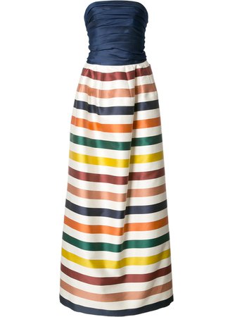 Carolina Herrera, Blue Bustier Striped Gown