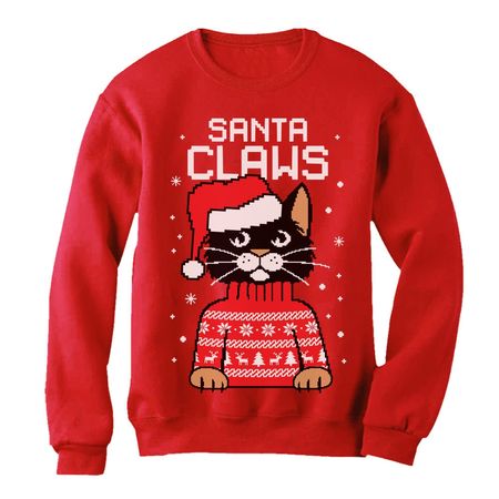 Tstars Boys Unisex Ugly Christmas Sweatshirt Santa Claws Cat Kids Christmas Gift Funny Humor Holiday Shirts Xmas Party Christmas Gifts for Boy Youth Kids Sweatshirt Ugly Xmas - Walmart.com