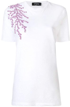 floral appliqué T-shirt