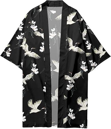 Women Japanese Kimono Jacket Coat Loose Vintage Cardigan Outwear Top Men  Yukata