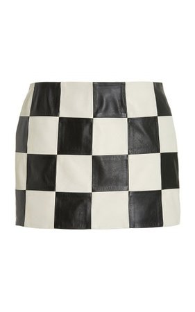 Checkered Wool-Blend Mini Skirt By Oscar De La Renta | Moda Operandi