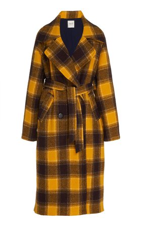 Plaid Double-Breasted Wool Coat