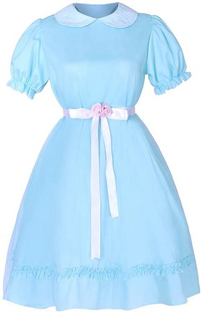 Amazon.com: Womens Twins Chiffon Lolita Dress Short Sleeve Sweet Dress Blue M: Clothing