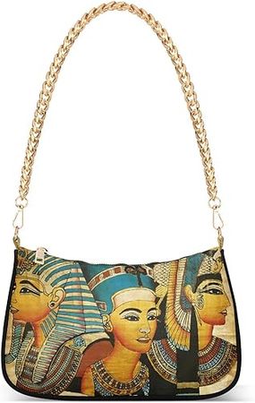 Ancient Egyptian Parchment Shoulder Bag for Women Fabric Crescent Handbag with Zipper Chain Clutch Purses for Travel Party Concert Teen Girls: Handbags: Amazon.com