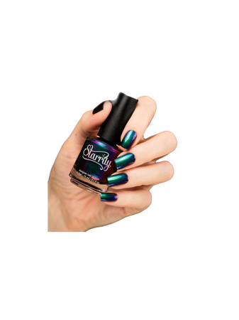 green purple chrome nail polish manicure
