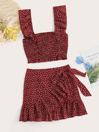 co ord set floral top and skirt