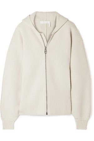 Chloé | Embroidered ribbed wool-blend hoodie | NET-A-PORTER.COM