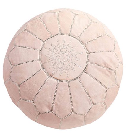 Natural Leather Moroccan Pouf – Nude